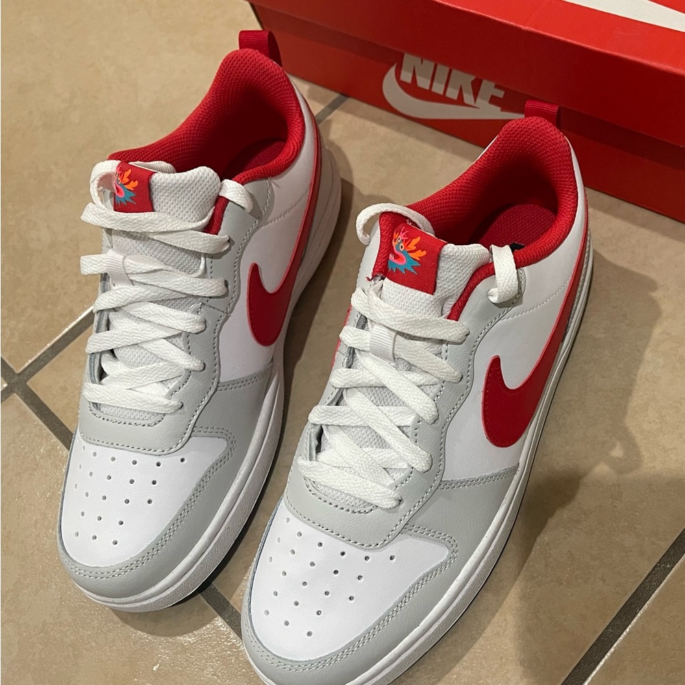 Nike Red White & Gray Court Borough Low 2 Sneakers